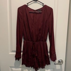 Kendall & Kylie Long Sleeve Silk and Lace Romper